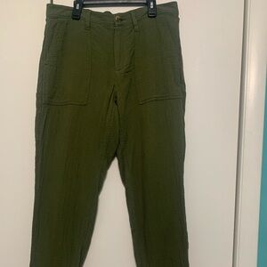 Old Navy Olive Green Linen Straight-Leg Women's Pants